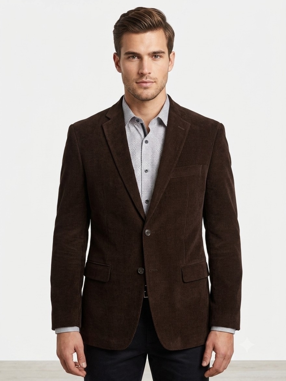 Chaps Men's Brown Corduroy Cotton Sport Coat 42R 2-Button Notch Single Vent